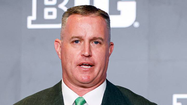 Jul 29, 2026; Chicago, IL, USA; Michigan State Football head coach Pat Fitzgerald speaks during Big Ten Media Days at Hilton Chicago. Mandatory Credit: Kamil Krzaczynski-Imagn Images Jul 29, 2026; Chicago, IL, USA; Michigan State Football head coach Pat Fitzgerald speaks during Big Ten Media Days at Hilton Chicago. Mandatory Credit: Kamil Krzaczynski-Imagn Images