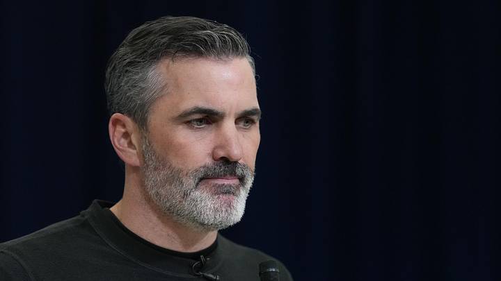 Feb 24, 2026; Indianapolis, IN, USA; Atlanta Falcons coach Kevin Stefanski speaks at the NFL Scouting Combine at the Indiana Convention Center. Mandatory Credit: Kirby Lee-Imagn Images