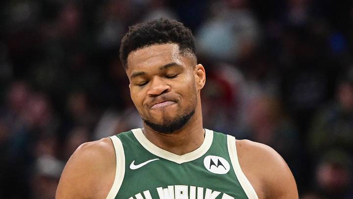 Milwaukee Bucks forward Giannis Antetokounmpo (34) reacts after missing a shot late in the fourth quarter against the Sacramento Kings at Fiserv Forum on November 1, 2025. Milwaukee Bucks forward Giannis Antetokounmpo (34) reacts after missing a shot late in the fourth quarter against the Sacramento Kings at Fiserv Forum on November 1, 2025.