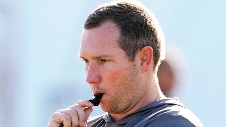 Arizona State head coach Kenny Dillingham during workouts at Kajikawa Practice fields on Dec. 20, 2024.