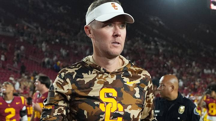 Sep 12, 2026; Los Angeles, California, USA; Southern California Trojans head coach Lincoln Riley reacts after the game against the Louisiana Ragin' Cajuns at United Airlines Field at Los Angeles Memorial Coliseum. Mandatory Credit: Kirby Lee-Imagn Images Sep 12, 2026; Los Angeles, California, USA; Southern California Trojans head coach Lincoln Riley reacts after the game against the Louisiana Ragin' Cajuns at United Airlines Field at Los Angeles Memorial Coliseum. Mandatory Credit: Kirby Lee-Imagn Images