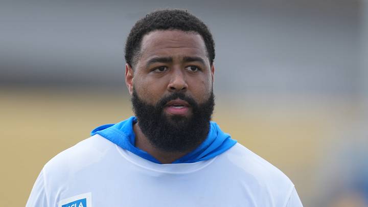 May 12, 2025; El Segundo, CA, USA; Los Angeles Chargers tackle Trey Pipkins III (79) during offseason workouts at The Bolt. Mandatory Credit: Kirby Lee-Imagn Images