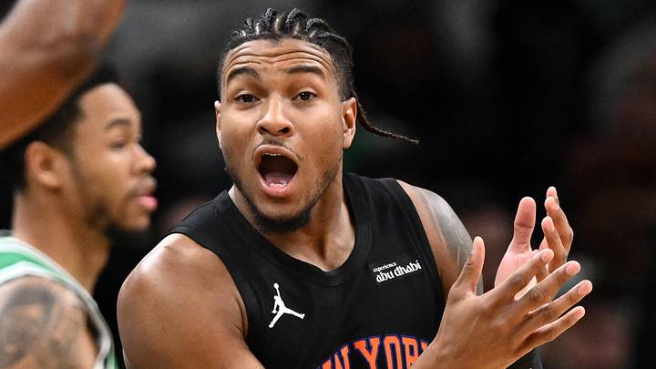 Dec 2, 2025; Boston, Massachusetts, USA; New York Knicks guard Miles McBride (2) reacts after being called for a foul during the second half of a game against the Boston Celtics at the TD Garden. Mandatory Credit: Brian Fluharty-Imagn Images Dec 2, 2025; Boston, Massachusetts, USA; New York Knicks guard Miles McBride (2) reacts after being called for a foul during the second half of a game against the Boston Celtics at the TD Garden. Mandatory Credit: Brian Fluharty-Imagn Images
