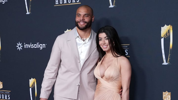 Dallas Cowboys quarterback Dak Prescott and fiancée Sarah Jane Ramos pose on the NFL Honors Red Carpet before Super Bowl LX Dallas Cowboys quarterback Dak Prescott and fiancée Sarah Jane Ramos pose on the NFL Honors Red Carpet before Super Bowl LX