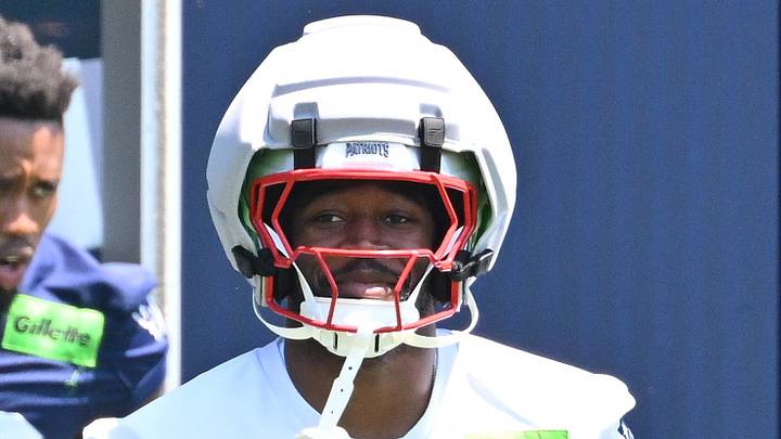 Jun 10, 2026; Foxborough, MA, USA; New England Patriots wide receiver Romeo Doubs (87) arrives at the practice field for minicamp at Gillette Stadium. Mandatory Credit: Eric Canha-Imagn Images