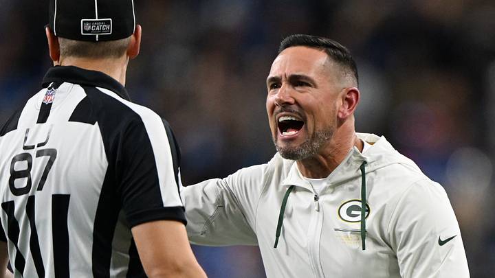 Green Bay Packers coach Matt LaFleur reacts after a call during the third quarter against the Detroit Lions at Ford Field. 