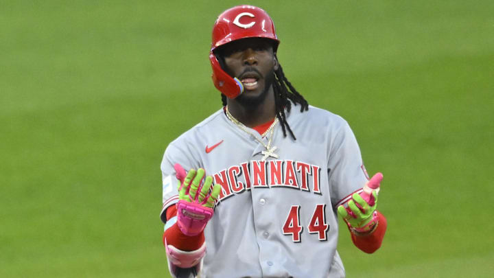 Cincinnati Reds shortstop Elly De La Cruz (44) celebrates