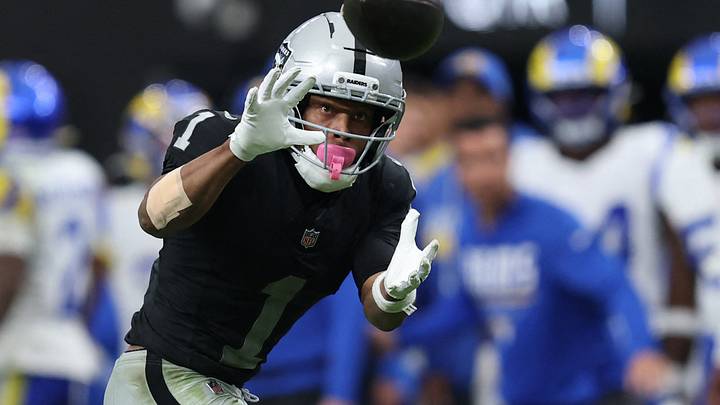 Oct 25, 2026; Paradise, Nevada, USA; Las Vegas Raiders wide receiver Tre Tucker (1) makes a catch in the second half at Allegiant Stadium. Mandatory Credit: David Brytus-Imagn Images Oct 25, 2026; Paradise, Nevada, USA; Las Vegas Raiders wide receiver Tre Tucker (1) makes a catch in the second half at Allegiant Stadium. Mandatory Credit: David Brytus-Imagn Images