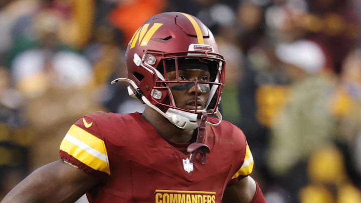 Washington Commanders wide receiver Terry McLaurin (17) looks on from the field during final minute of the game against the Pittsburgh Steelers at Northwest Stadium. Mandatory Credit: Amber Searls-Imagn Images