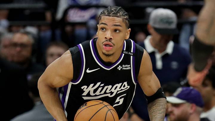 Oct 23, 2026; Sacramento, California, USA; Sacramento Kings guard Darius Acuff Jr. (5) dribbles up court against the Portland Trail Blazers during the third quarter at Golden 1 Center. Mandatory Credit: Dennis Lee-Imagn Images Oct 23, 2026; Sacramento, California, USA; Sacramento Kings guard Darius Acuff Jr. (5) dribbles up court against the Portland Trail Blazers during the third quarter at Golden 1 Center. Mandatory Credit: Dennis Lee-Imagn Images