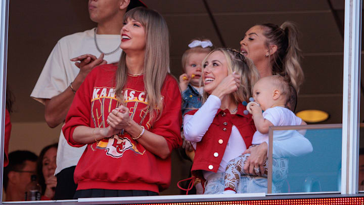 Taylor Swift and Brittany Mahomes watch the Kansas City Chiefs host the Los Angeles Chargers at Arrowhead Stadium. 