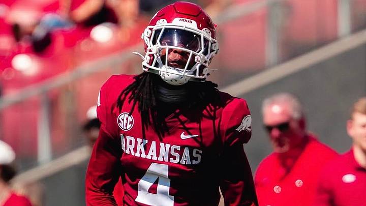 Arkansas Razorbacks cornerback La'Khi Roland reacts after making a tackle in the spring game Arkansas Razorbacks cornerback La'Khi Roland reacts after making a tackle in the spring game