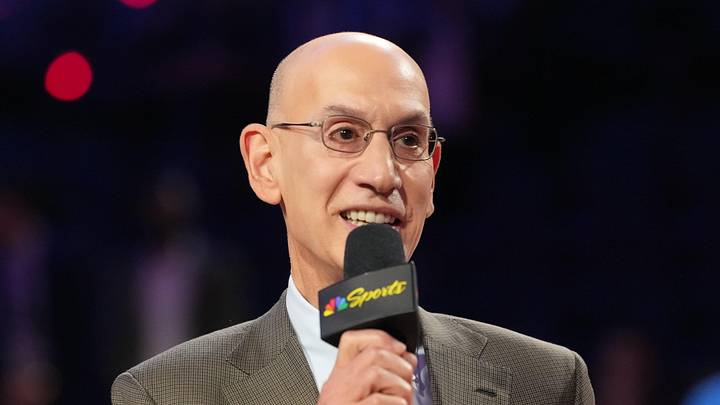 Feb 15, 2026; Inglewood, California, USA; NBA commissioner Adam Silver speaks to media after the 75th NBA All Star Game at Intuit Dome. Mandatory Credit: Kirby Lee-Imagn Images