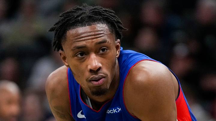 Nov 13, 2024; Milwaukee, Wisconsin, USA;  Detroit Pistons forward Ron Holland II (00) during the game against the Milwaukee Bucks at Fiserv Forum. Mandatory Credit: Jeff Hanisch-Imagn Images