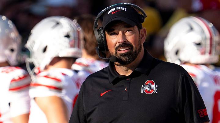 Ohio State Buckeyes head coach Ryan Day during a game against the Iowa Hawkeyes. Ohio State Buckeyes head coach Ryan Day during a game against the Iowa Hawkeyes.