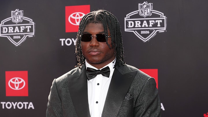 Apr 23, 2026; Pittsburgh, PA, USA; Texas Tech Red Raiders linebacker David Bailey poses on the red carpet before the 2026 NFL Draft at Point State Park. Mandatory Credit: Kirby Lee-Imagn Images