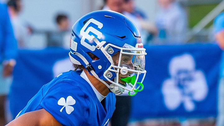 Detroit Catholic Central's Samson Gash returns a punt during a football game on Friday, Aug. 29, 2025.