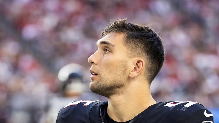 Dec 21, 2025; Glendale, Arizona, USA; Atlanta Falcons linebacker Kaden Elliss (55) against the Arizona Cardinals at State Farm Stadium. Mandatory Credit: Mark J. Rebilas-Imagn Images