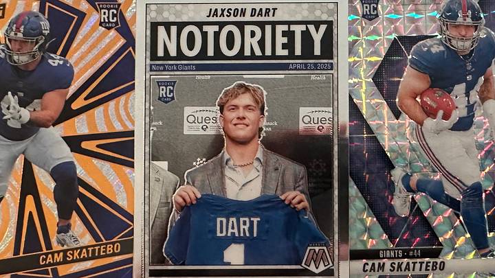 Jaxson Dart & Cam Skattebo Rookie Cards. Including: 2025 Panini Revolution Football and Panini Mosaic. Jaxson Dart & Cam Skattebo Rookie Cards. Including: 2025 Panini Revolution Football and Panini Mosaic.