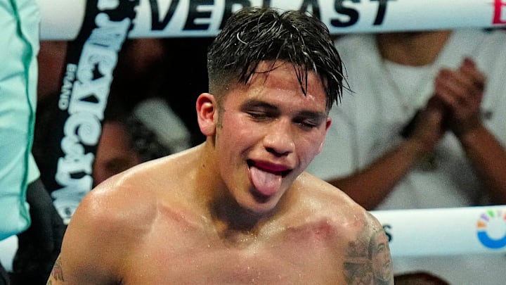 Jesse ‘Bam’ Rodriguez walks back to his corner after getting knocked down against Juan Francisco Estrada 