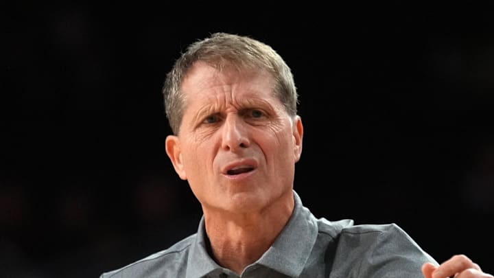 Feb 21, 2026; Los Angeles, California, USA; Southern California Trojans head coach Eric Musselman reacts against the Oregon Ducks in the second half at Galen Center. Mandatory Credit: Kirby Lee-Imagn Images