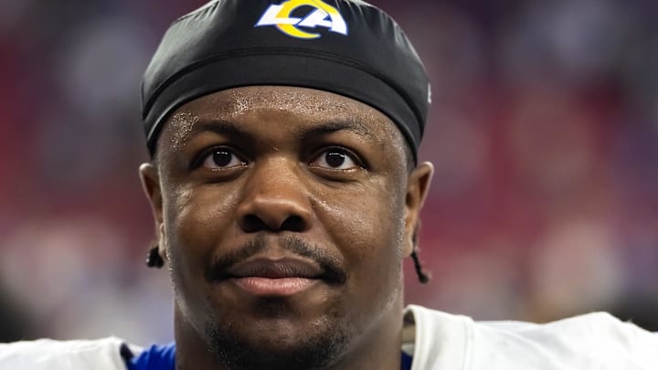 Los Angeles Rams offensive lineman Warren McClendon Jr. (71). Mandatory Credit: Mark J. Rebilas-Imagn Images