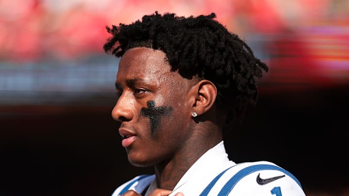 Indianapolis Colts cornerback Sauce Gardner on the sidelines Indianapolis Colts cornerback Sauce Gardner on the sidelines