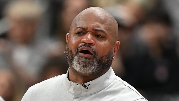 Feb 27, 2026; Detroit, Michigan, USA; Cleveland Cavaliers guard Dennis Schroder (8) exchanges words with Detroit Pistons head coach J.B. Bickerstaff in the second half at Little Caesars Arena. Mandatory Credit: Lon Horwedel-Imagn Images Feb 27, 2026; Detroit, Michigan, USA; Cleveland Cavaliers guard Dennis Schroder (8) exchanges words with Detroit Pistons head coach J.B. Bickerstaff in the second half at Little Caesars Arena. Mandatory Credit: Lon Horwedel-Imagn Images
