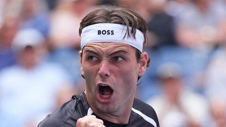 Taylor Fritz celebrates after winning at the US Open