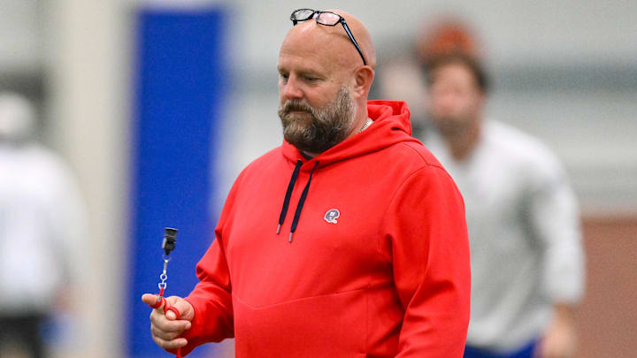 Jun 17, 2025; East Rutherford, NJ, USA; New York Giants head coach Brian Daboll during minicamp at Quest Diagnostics Training Center. Mandatory Credit: John Jones-Imagn Images