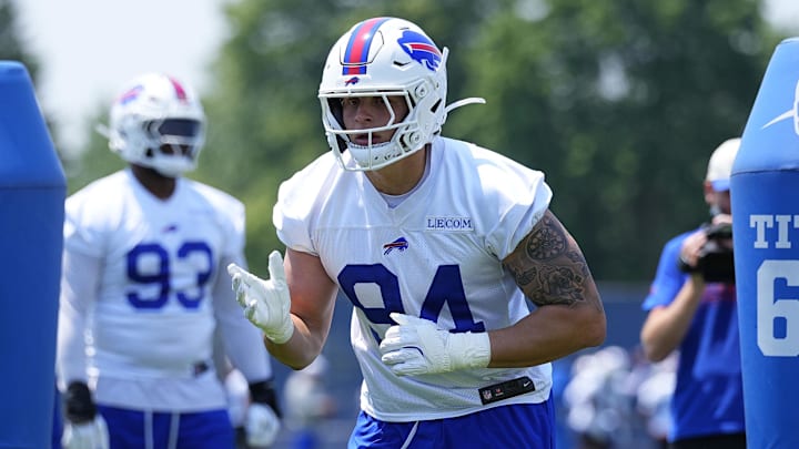 Buffalo Bills edge Landon Jackson (94) works out during Minicamp at Highmark Stadium.