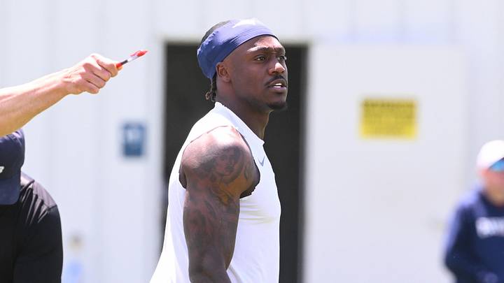 Jun 2, 2026; Foxborough, MA, USA; New England Patriots wide receiver A.J. Brown (1) arrives at the practice field for the team's OTA at Gillette Stadium. Mandatory Credit: Eric Canha-Imagn Images Jun 2, 2026; Foxborough, MA, USA; New England Patriots wide receiver A.J. Brown (1) arrives at the practice field for the team's OTA at Gillette Stadium. Mandatory Credit: Eric Canha-Imagn Images