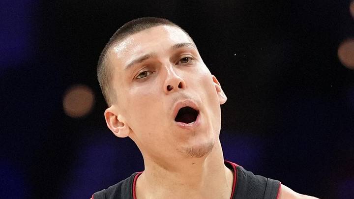 Mar 29, 2025; Philadelphia, Pennsylvania, USA; Miami Heat guard Tyler Herro (14): Kyle Ross-Imagn Images
