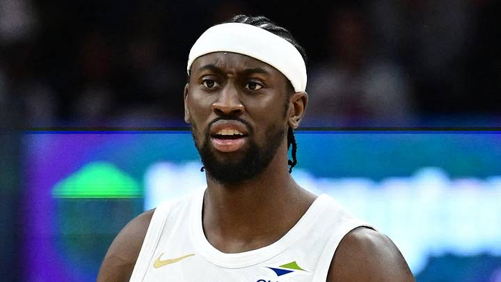 Cleveland Cavaliers guard Caris LeVert (3) reacts to referee Ed Malloy (14) after receiving a technical foul during the second half against the Detroit Pistons at Rocket Mortgage FieldHouse on October 25, 2024.