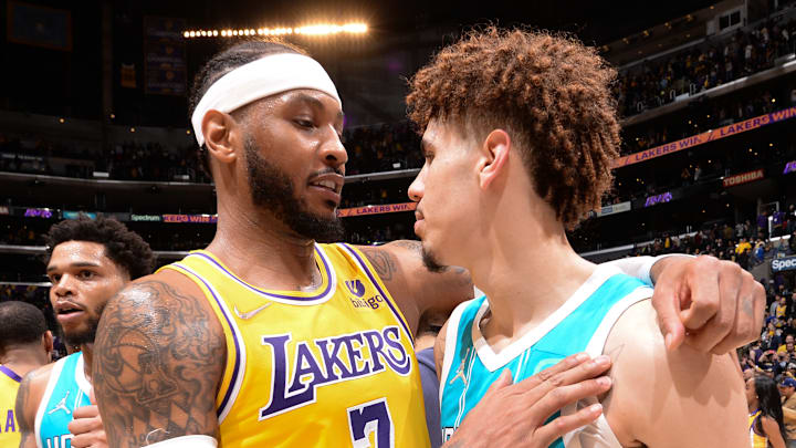 Charlotte Hornets, Carmelo Anthony, LaMelo Ball Charlotte Hornets, Carmelo Anthony, LaMelo Ball