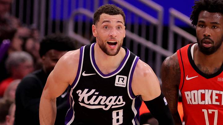 Sacramento Kings guard Zach LaVine (8) reacts (Mandatory Credit: Erik Williams-Imagn Images)
