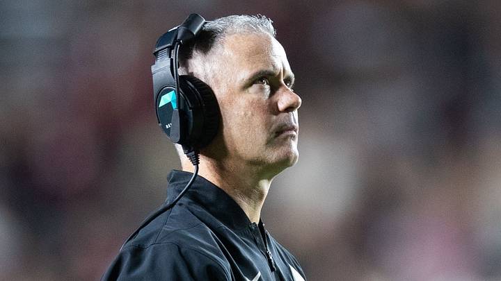 Florida State Seminoles head coach Mike Norvell watches the replay. The Florida State Seminoles defeated the New Mexico State Aggies 34-17 at Doak Campbell Stadium on Saturday, Aug. 29, 2026.