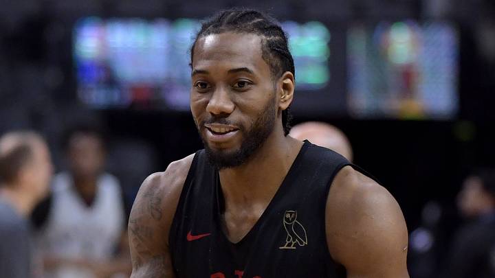 May 29, 2019; Toronto, Ontario, CAN; Toronto Raptors forward Kawhi Leonard (2) passes the ball during practice for the NBA Finals at Scotiabank Arena. Mandatory Credit: Dan Hamilton-USA TODAY Sports