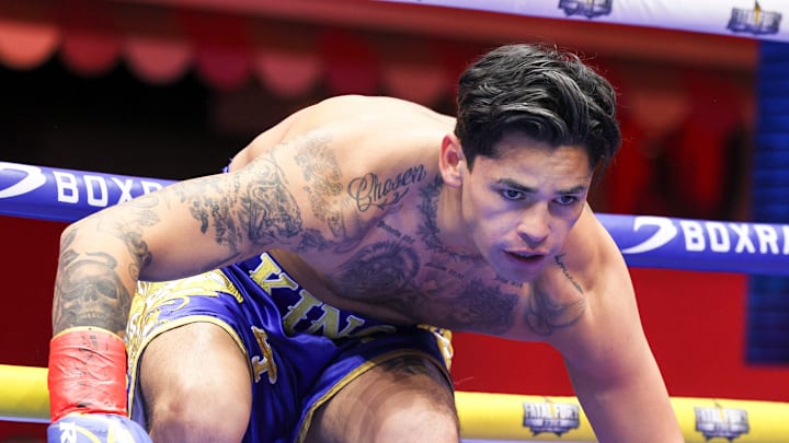 Ryan Garcia after he was knocked down by Rolly Romero.