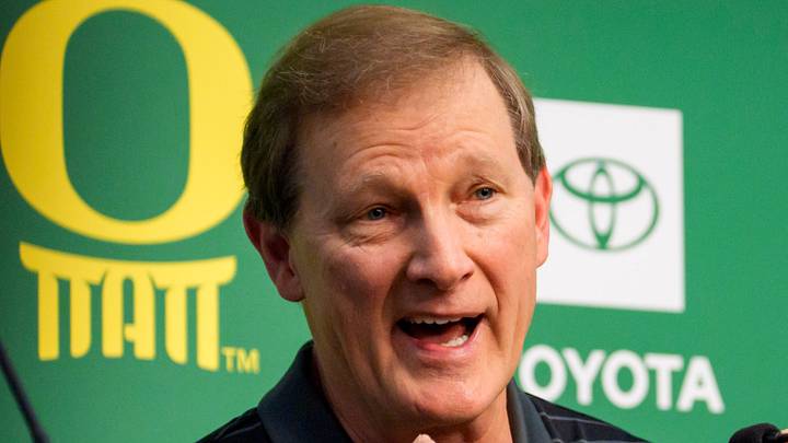 Oregon men’s basketball coach Dana Altman speaks during a press conference on his retirement Oct. 7, 2026, at Matthew Knight Arena in Eugene, Oregon. Oregon men’s basketball coach Dana Altman speaks during a press conference on his retirement Oct. 7, 2026, at Matthew Knight Arena in Eugene, Oregon.