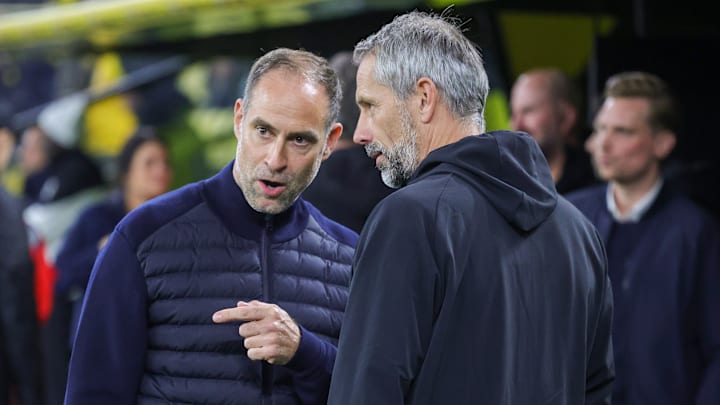 Oliver Mintzlaff im Gespräch mit Marco Rose