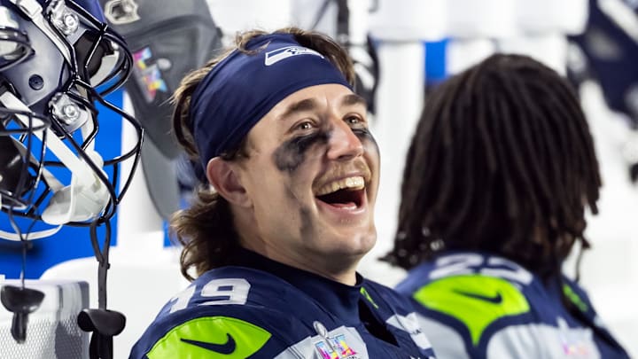 Seattle Seahawks wide receiver Jake Bobo during Super Bowl LX