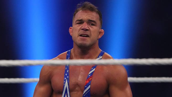 Feb 1, 2025; Indianapolis, IN, USA; Chad Gable during the Men’s Royal Rumble match during the WWE Royal Rumble at Lucas Oil Stadium. Mandatory Credit: Joe Camporeale-Imagn Images