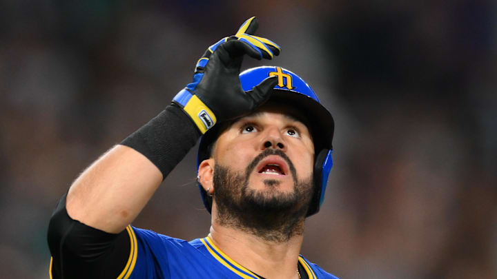 Seattle Mariners third baseman Eugenio Suarez runs after hitting a home run against the Athletics on Aug. 22 at T-Mobile Park.