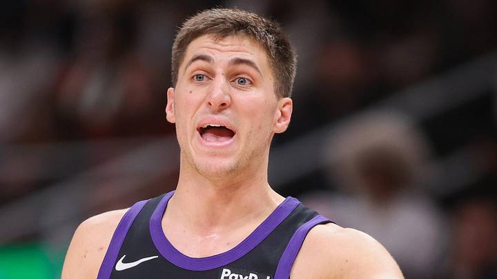 Jan 23, 2026; Atlanta, Georgia, USA; Phoenix Suns guard Collin Gillespie (12) in action against the Atlanta Hawks in the fourth quarter at State Farm Arena. Mandatory Credit: Brett Davis-Imagn Images

