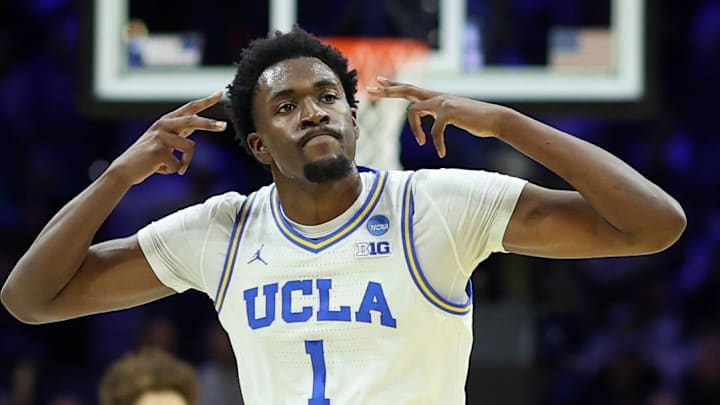 Mar 20, 2026; Philadelphia, PA, USA; UCLA Bruins center Xavier Booker (1) reacts against the UCF Knights in the first half during a first round game of the men's 2026 NCAA Tournament at Xfinity Mobile Arena. Mandatory Credit: Bill Streicher-Imagn Images Mar 20, 2026; Philadelphia, PA, USA; UCLA Bruins center Xavier Booker (1) reacts against the UCF Knights in the first half during a first round game of the men's 2026 NCAA Tournament at Xfinity Mobile Arena. Mandatory Credit: Bill Streicher-Imagn Images