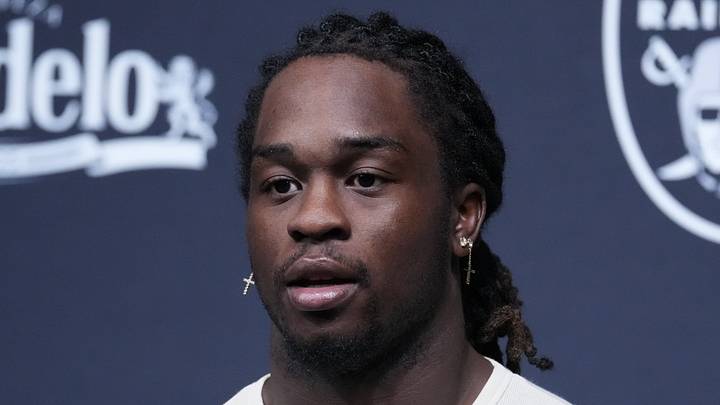 Sep 13, 2026; Paradise, Nevada, USA;  Las Vegas Raiders running back Ashton Jeanty (2) speaks with media after the game against against the Miami Dolphins at Allegiant Stadium.  Mandatory Credit: Kirby Lee-Imagn Images