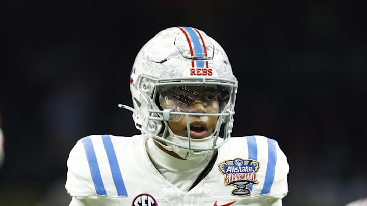 Jan 1, 2026; New Orleans, LA, USA; Mississippi Rebels quarterback Trinidad Chambliss (6) looks on from the field during the 2026 Sugar Bowl and quarterfinal game of the College Football Playoff against the Georgia Bulldogs at Caesars Superdome. Mandatory Credit: Amber Searls-Imagn Images
