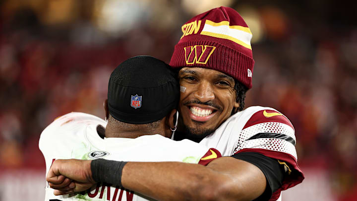 Washington Commanders quarterback Jayden Daniels and wide receiver Terry McLaurin
