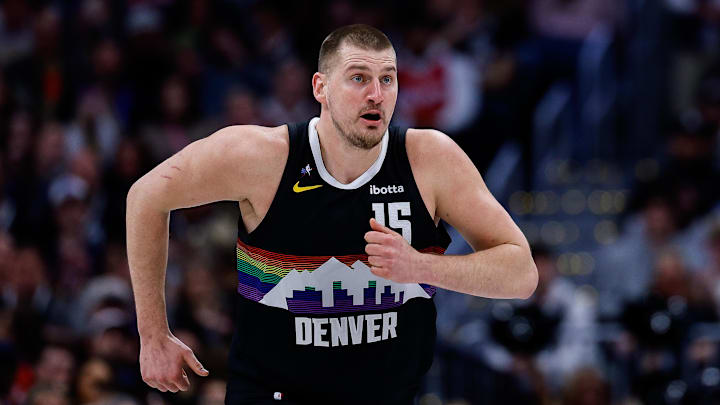 Jan 30, 2026; Denver, Colorado, USA; Denver Nuggets center Nikola Jokic (15) in the second quarter against the Los Angeles Clippers at Ball Arena. Mandatory Credit: Isaiah J. Downing-Imagn Images